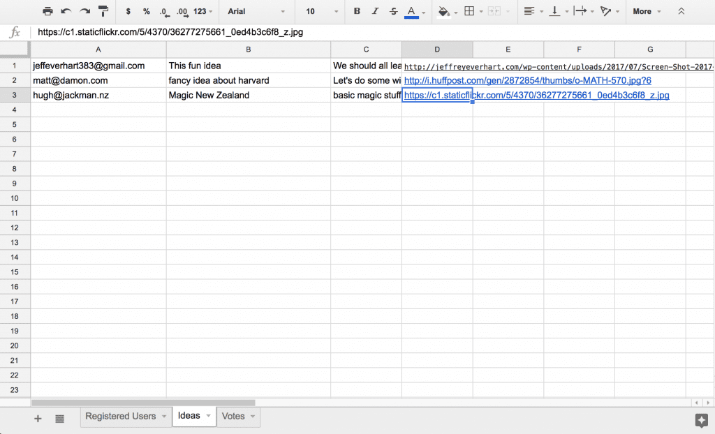 Google Spreadsheet as Database