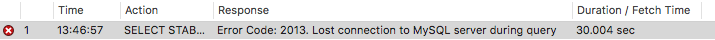 error code 2013: lost connection to MySQL server during query