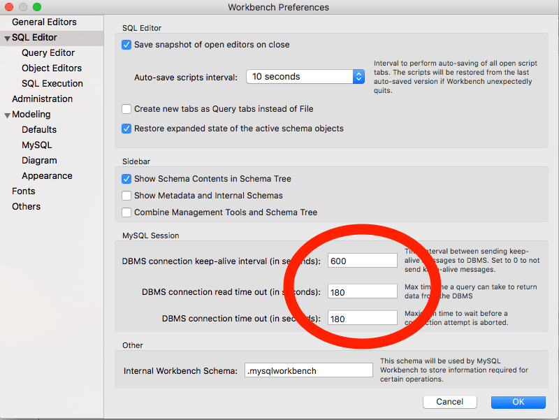 preferences settings menu my sql workbench