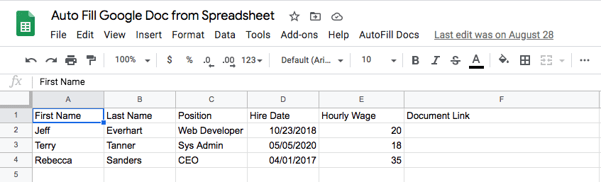 Auto Fill a Google Doc Template from Google Sheet Data - Jeff Everhart Jeff  Everhart